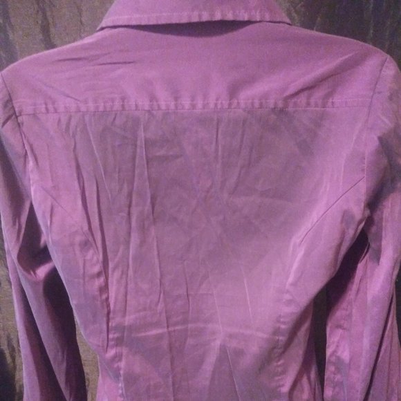 Purple Metallic Button Down Collar Shirt - Picture 4 of 4